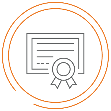 A certificate design incorporating a ribbon within an orange circle, suited for web design industry.