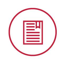 A red circle featuring a document, part of a web design project.