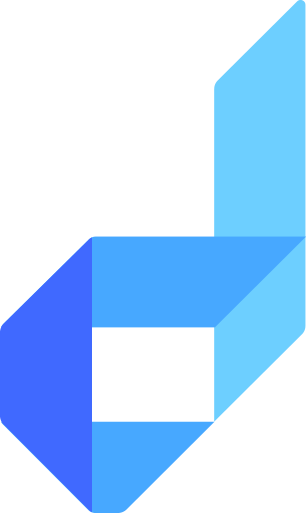 A brand new logo featuring a blue and white letter "d".