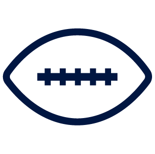 A football ball icon on a white background with an environmental design.