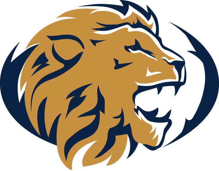 An environmental design featuring a lion's head in a circular shape on a white background.