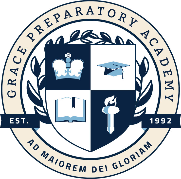 Grace preparatory academy logo with environmental design.