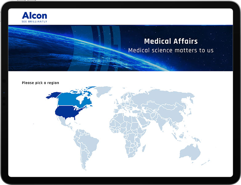 Alcon medical affairs homepage showcasing innovative web design.
