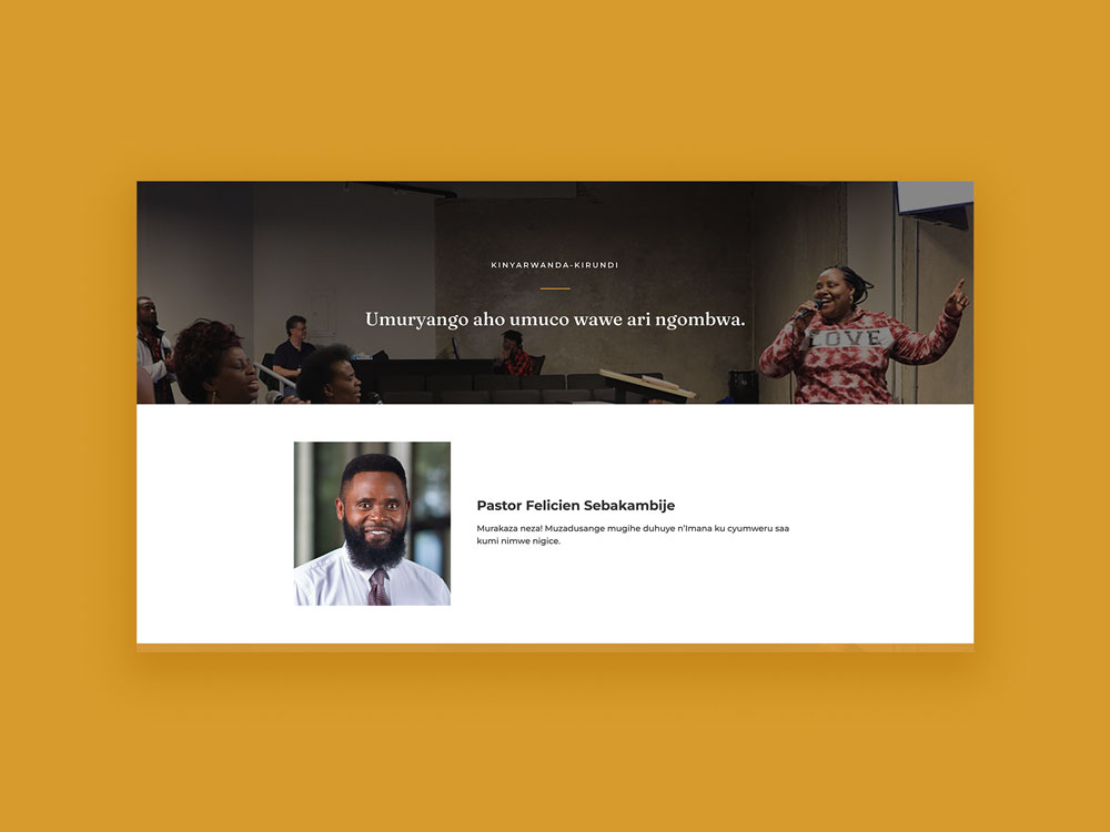 A website featuring a picture of a man with a beard and Bethesda Community Church information.