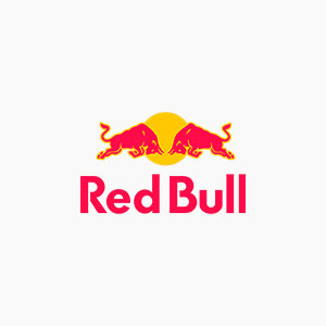 Red Bull logo concept 2025: Two red bulls face each other with a yellow sun in the background, reimagining the iconic emblem for the homepage.