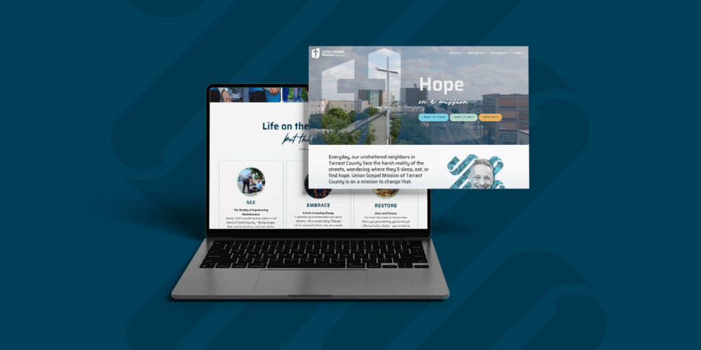 A laptop displaying a website with a pop-up window overlay; the pop-up features the word "Hope" and navigation buttons on a blue background.